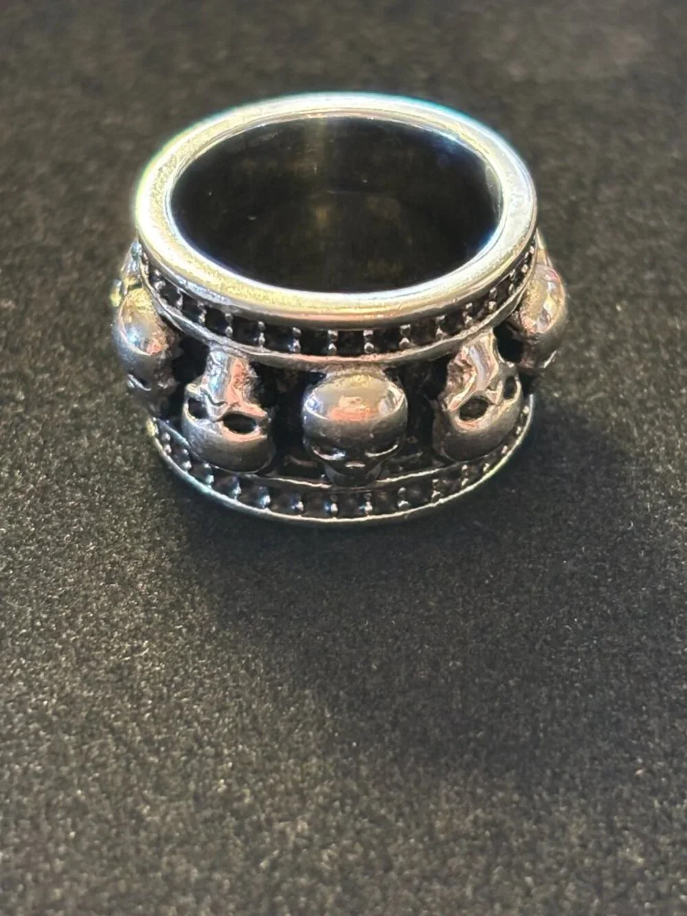 Men's Stainless Steel Skull Wide Band Biker Goth Ring Size 8